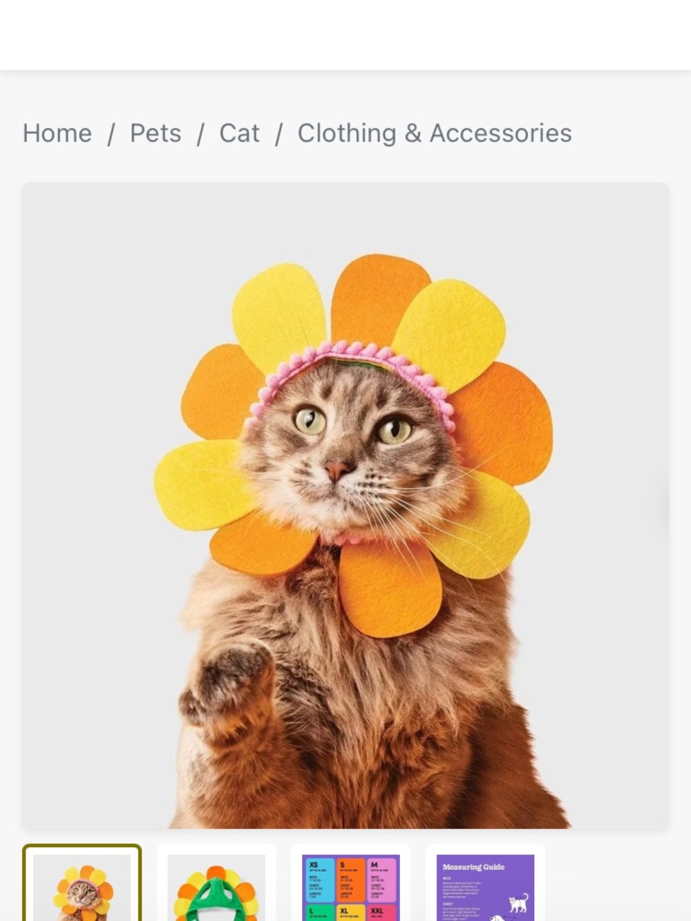 Boots & Barkley Floral Cat Headpiece in Orange, Yellow & Pink